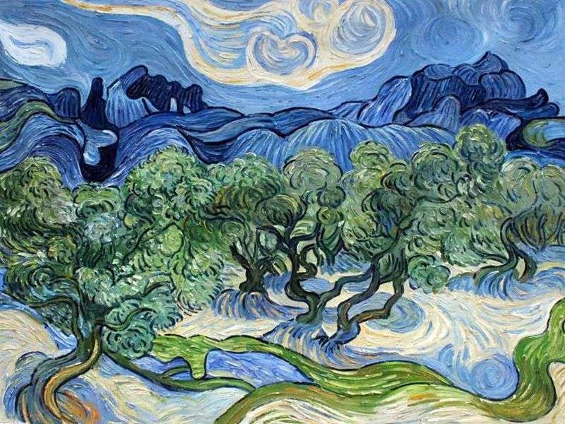 Oliventræer med Alpillerne i baggrunden - Vincent van Gogh
