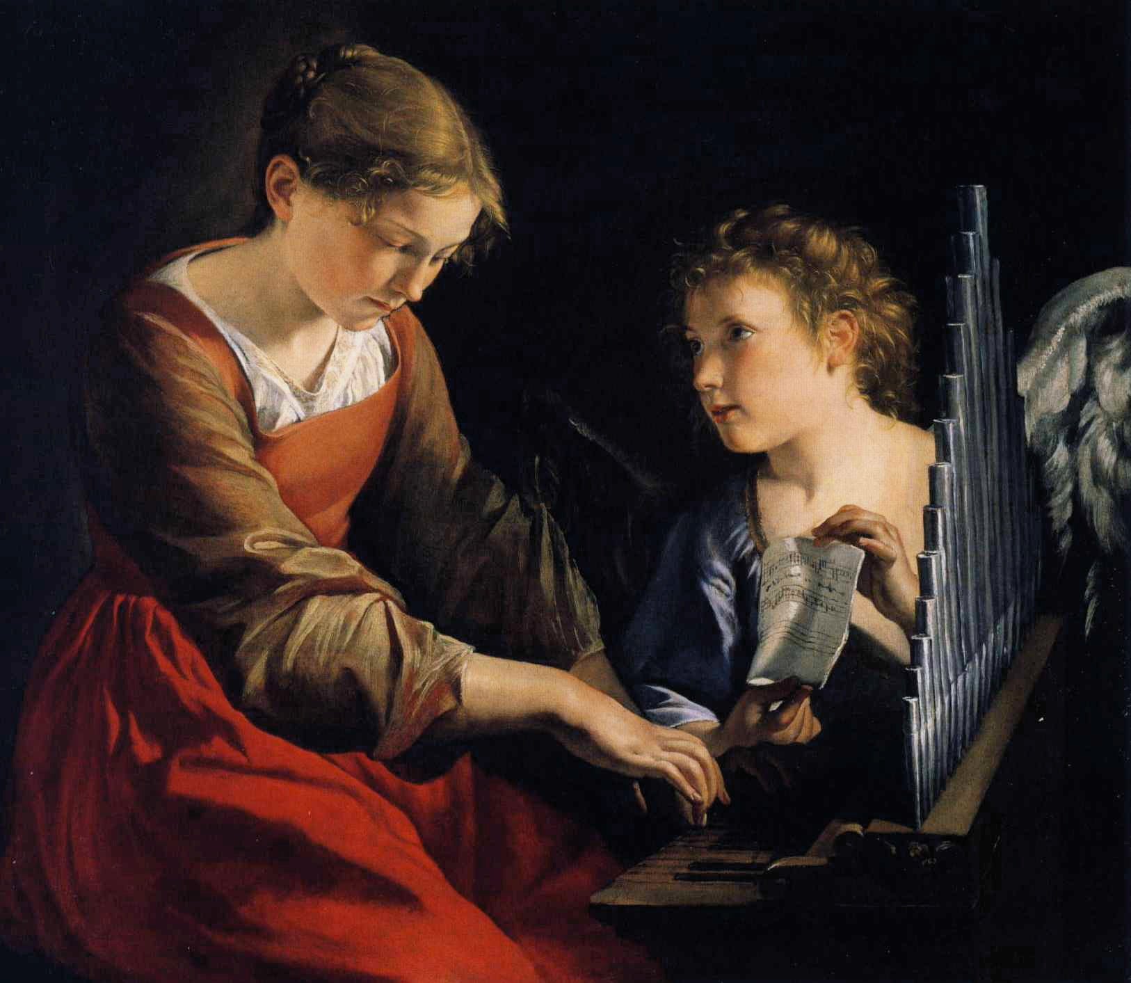 Sainte Cécile avec un ange - Orazio Gentileschi - Alpha Reproduction