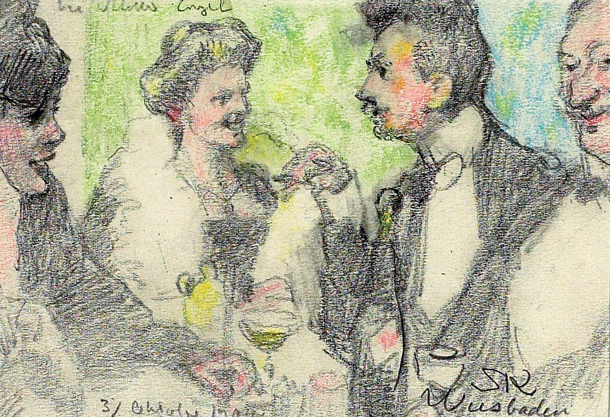 Middag i Wiesbaden, Tyskland. - Peder Severin Krøyer