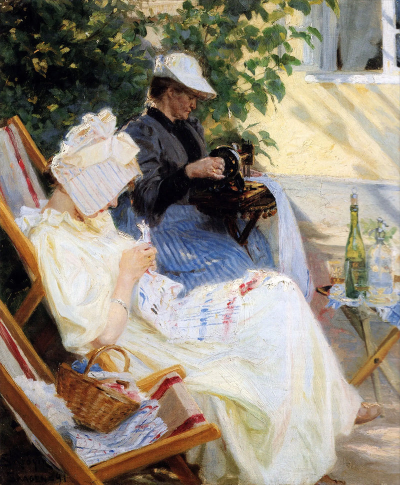 To damer i haven. Marie Krøyer og hendes mor. Skagen - Peder Severin Krøyer