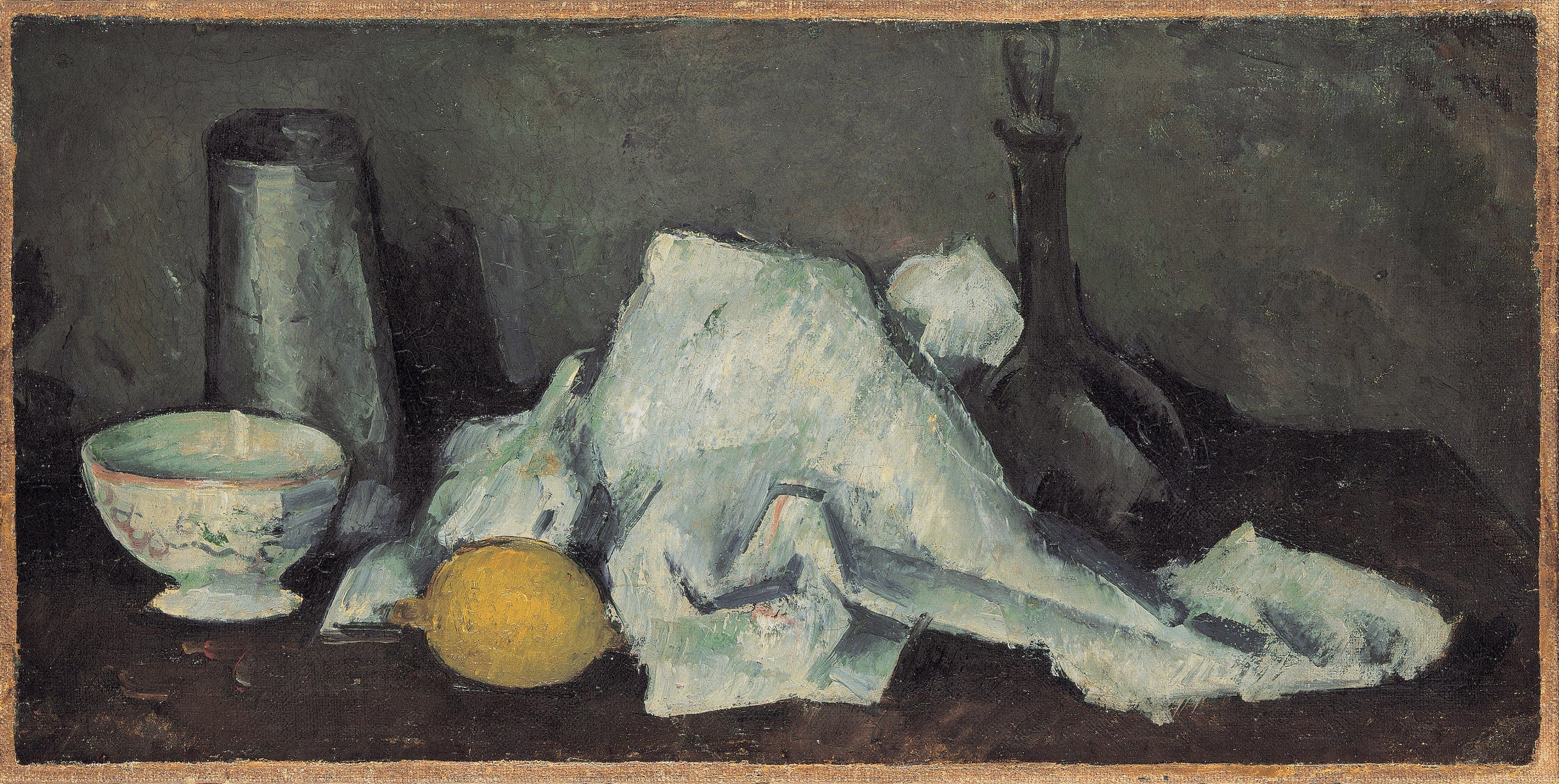 Reproduction du tableau « Boîte à lait et citron, II - Paul Cézanne » par Alpha Reproduction en peinture à l’huile