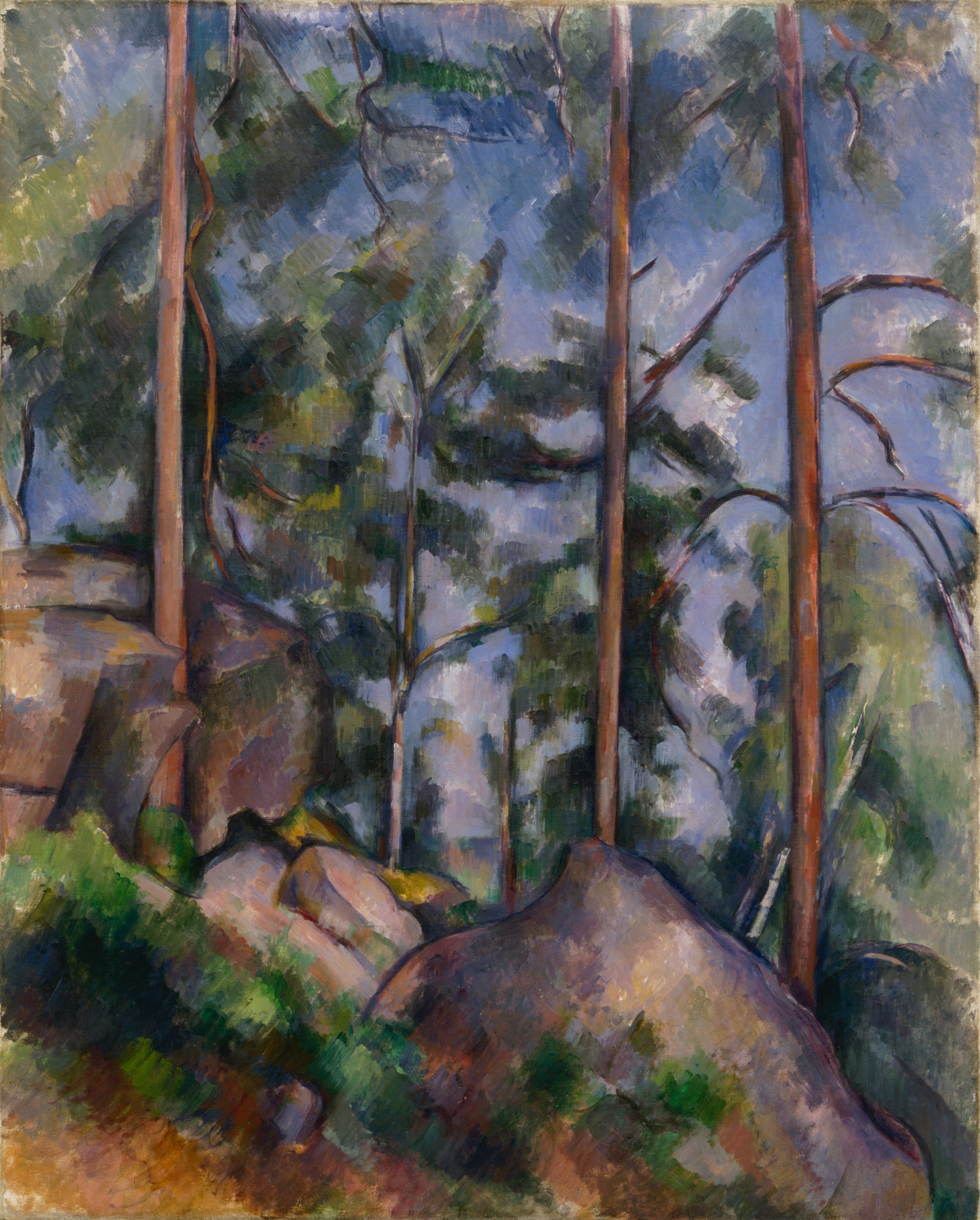 Reproduction du tableau « Pins et Rochers, Fontainebleau - Paul Cézanne » par Alpha Reproduction en peinture à l’huile