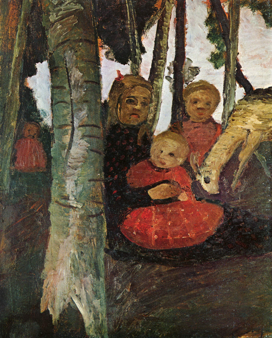 Drei Kinder mit Ziege im Birkenwald (1904) - Paula Modersohn-Becker
