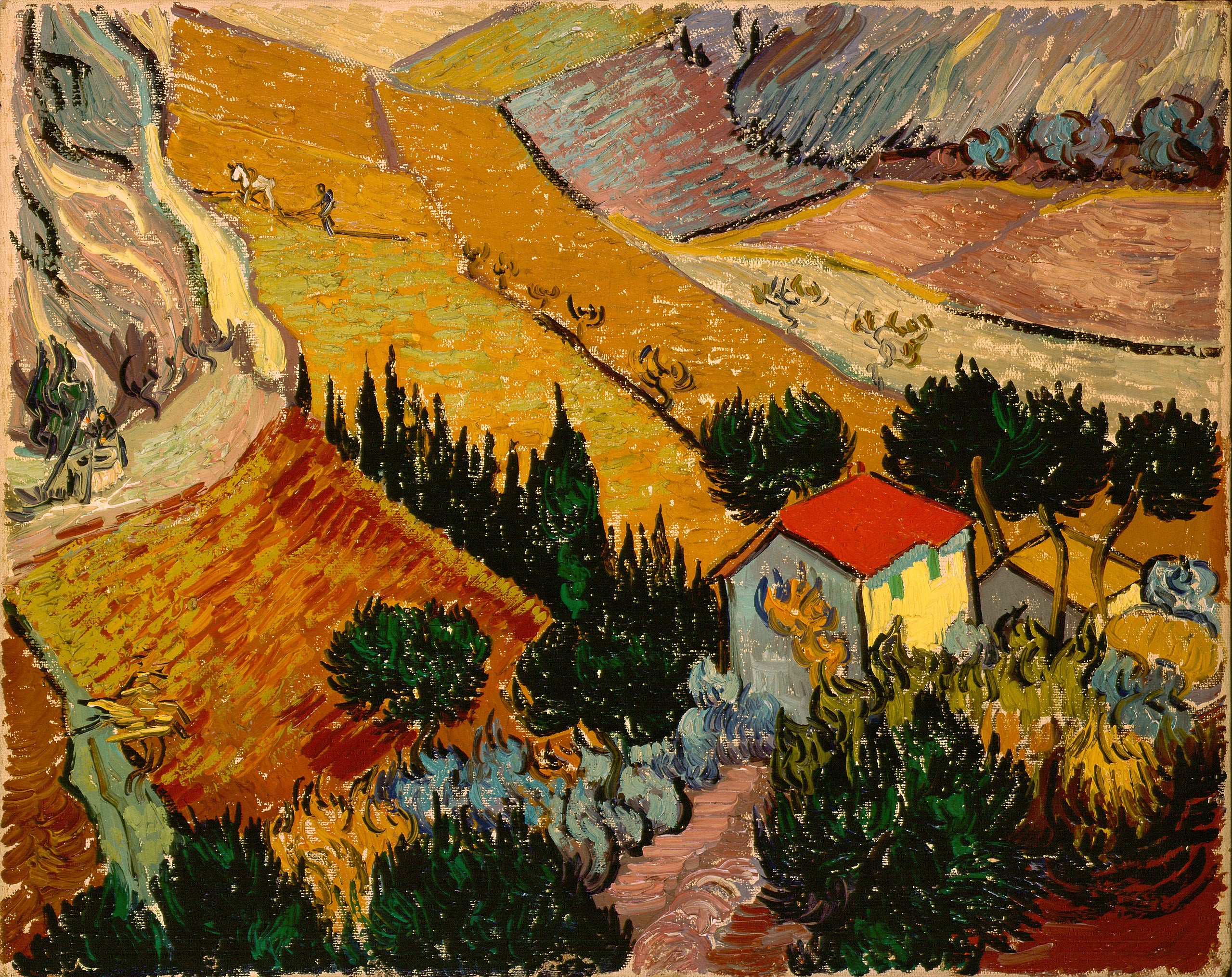 Landskab med et hus og en arbejder - Vincent van Gogh