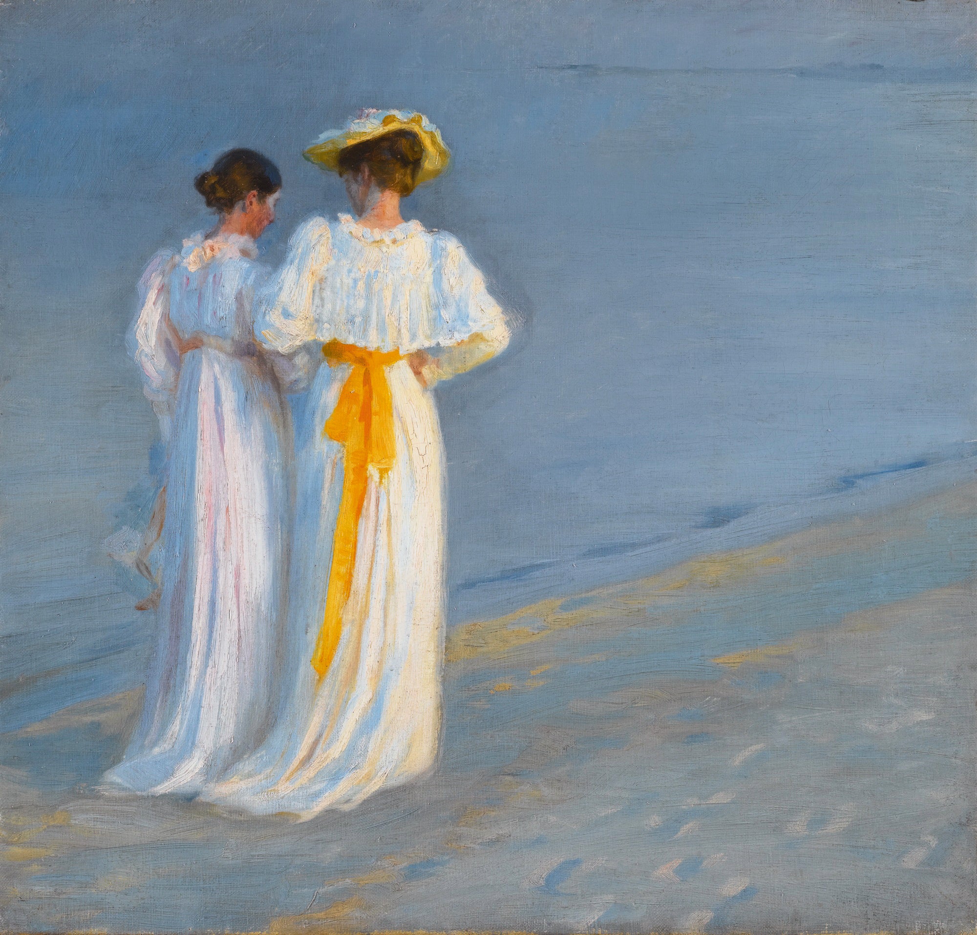 Anna Ancher og Marie Krøyer på stranden i Skagen - Peder Severin Krøyer