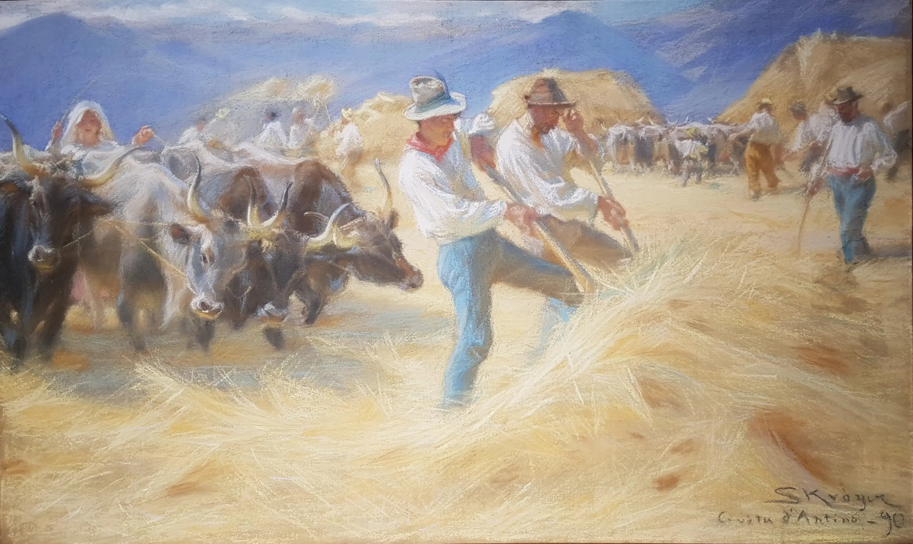 Battage à Civita d’Antino. Pastel - Peder Severin Krøyer - Alpha Reproduction