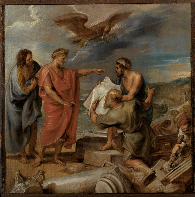 Constantin leder opførelsen af Konstantinopel - Peter Paul Rubens