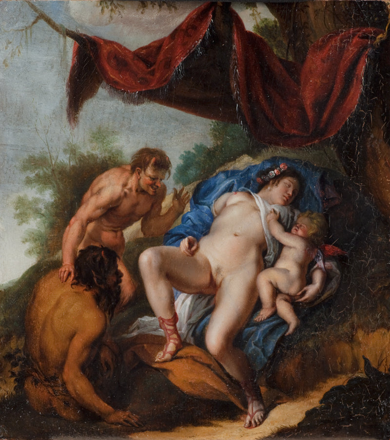 Væduren sover med Cupidon observeret af satyrer - Peter Paul Rubens
