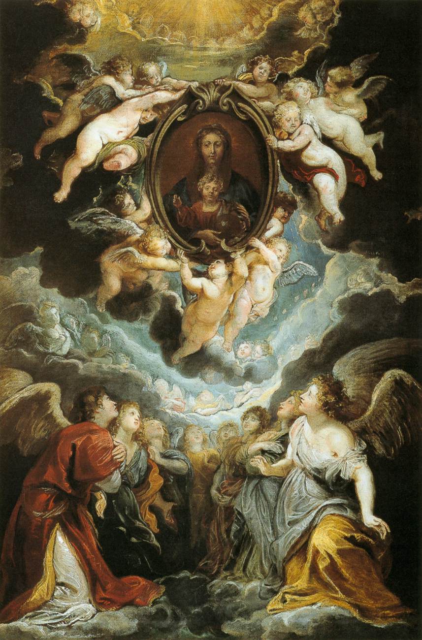 Madonna della Vallicella tilbedt af serafimerne og keruberne - Peter Paul Rubens