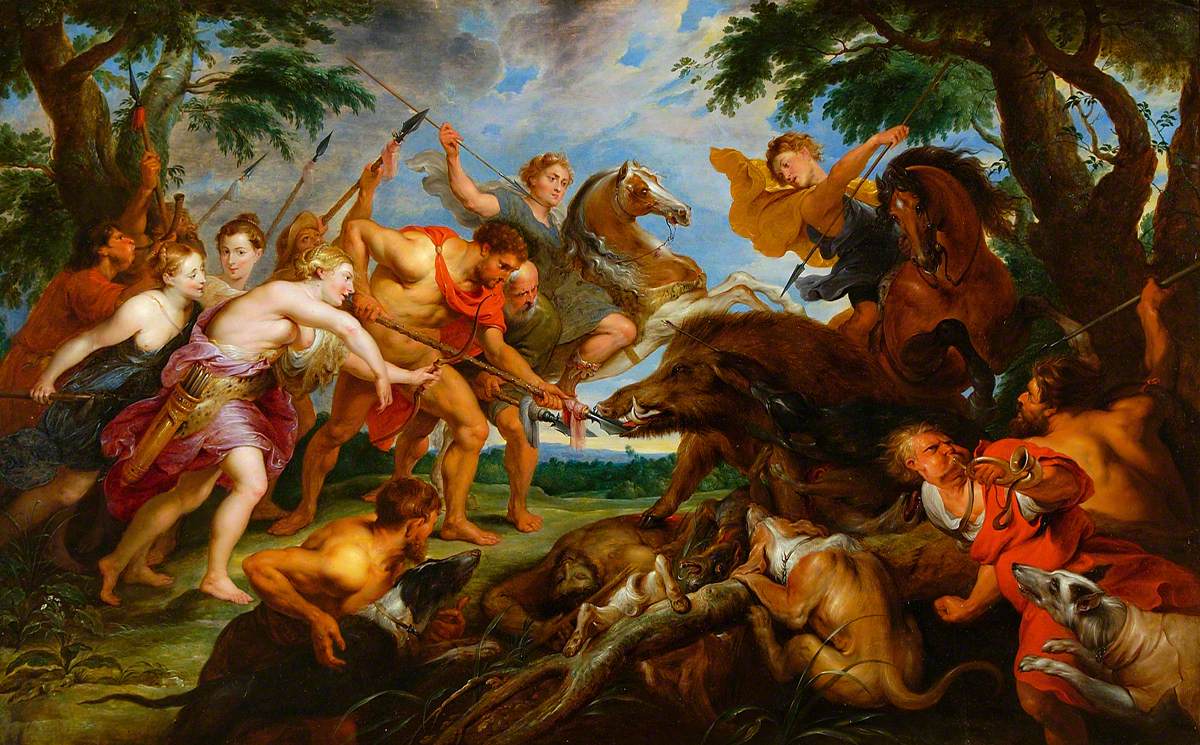Atalante og Méléagre i jagten på Calydons vildsvin - Peter Paul Rubens