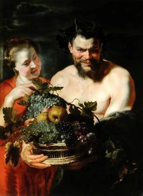 Satyre et une fille avec un panier de fruits - Peter Paul Rubens - Alpha Reproduction