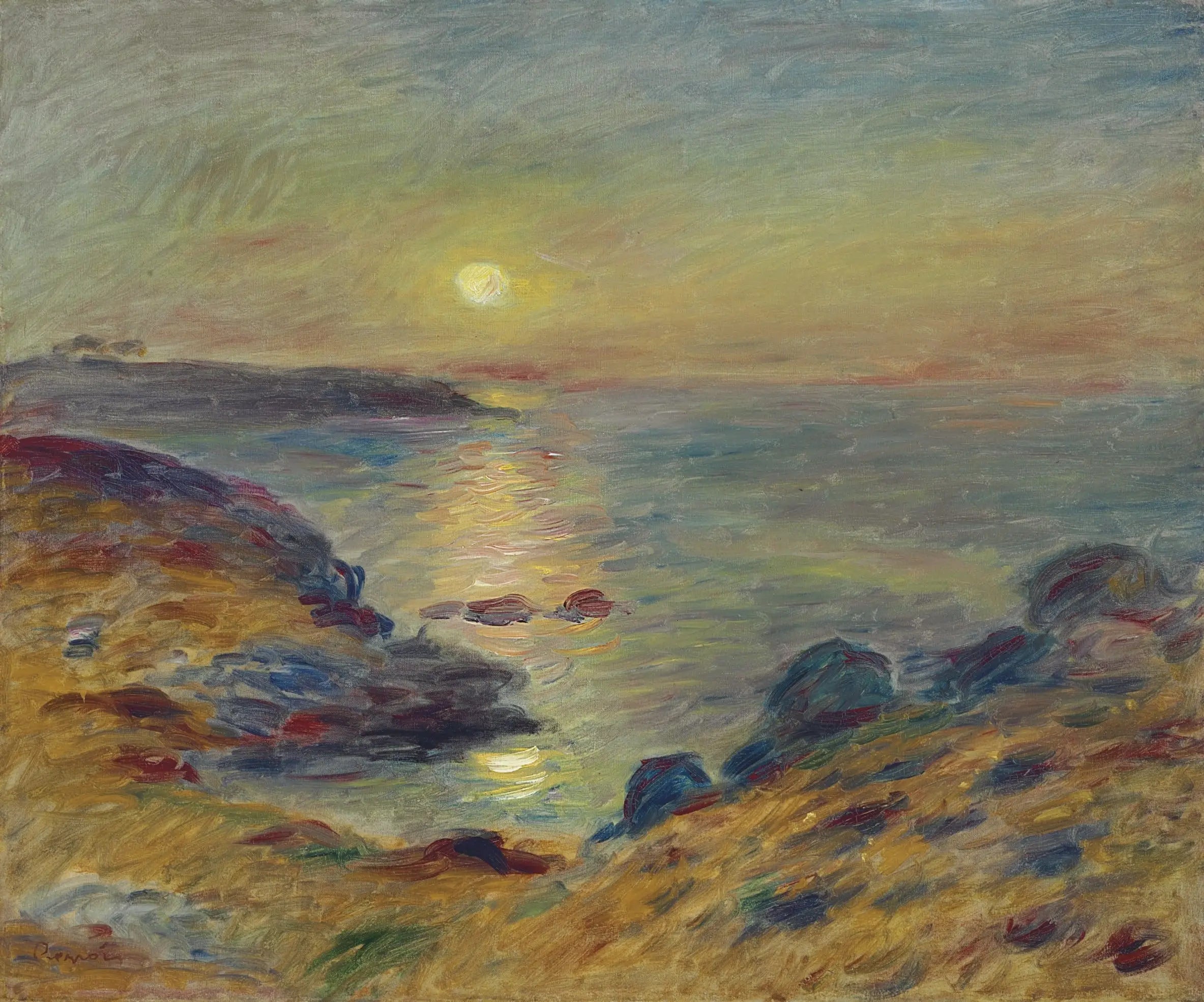 Reproduction du tableau « Coucher de soleil à Douarnenez - Pierre-Auguste Renoir » par Alpha Reproduction en peinture à l’huile