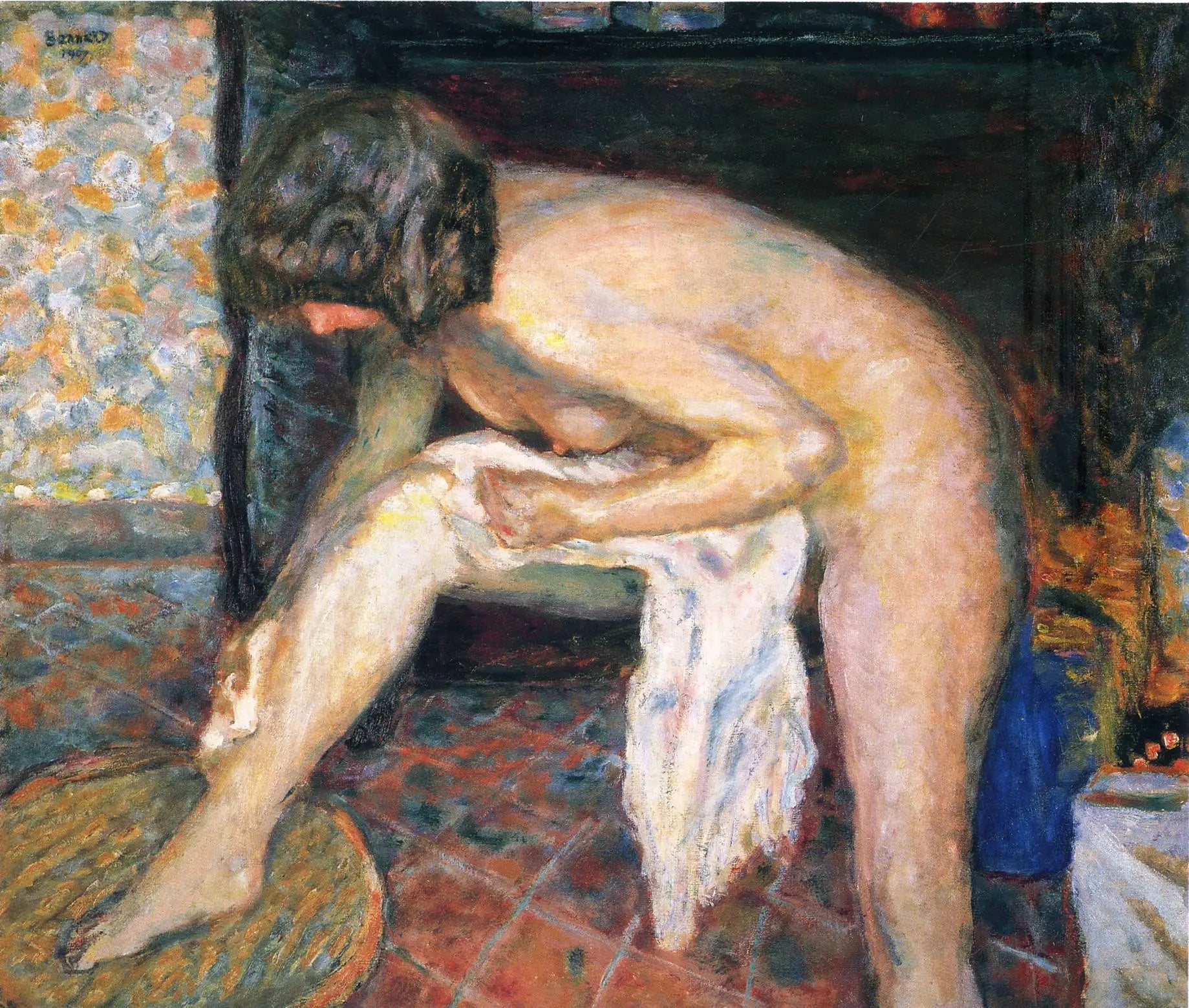 Reproduction du tableau « Femme penchée - Pierre Bonnard » par Alpha Reproduction en peinture à l’huile