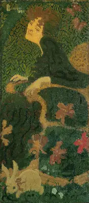 Ung pige siddende med en kanin - Pierre Bonnard