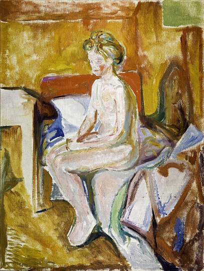 Reproduction du tableau « Nu assis au bord du lit - Edvard Munch » par Alpha Reproduction en peinture à l’huile