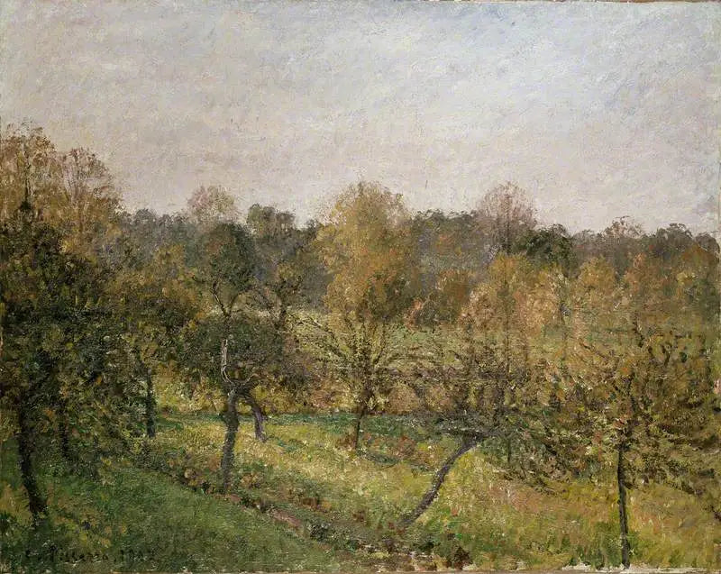 Solnedgang ved Éragny-sur-Epte, efterår - Camille Pissarro
