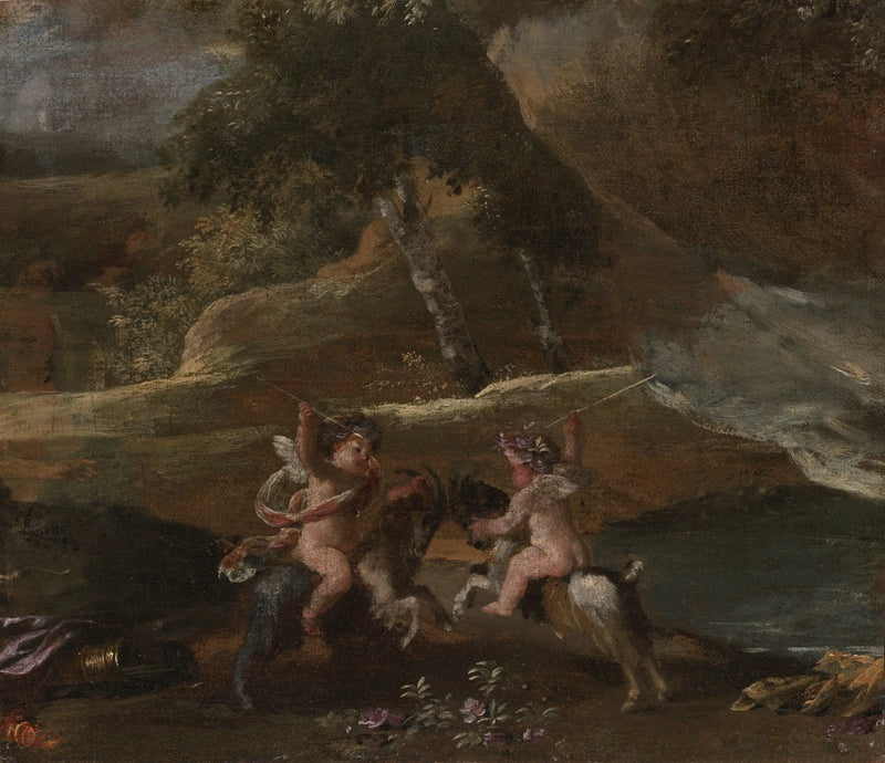 Kærlighedsforelskede, der rider på geder - Nicolas Poussin
