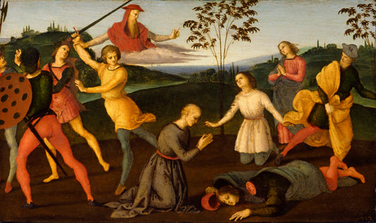 Reproduction du tableau « Saint Jérôme punissant l'hérétique Sabinien - Raphaël Sanzio » par Alpha Reproduction en peinture à l’huile