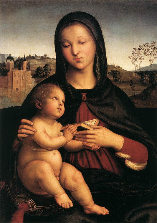 Reproduction du tableau « La Madone Pasadena - Raphaël Sanzio » par Alpha Reproduction en peinture à l’huile
