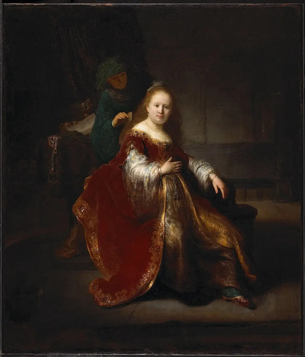 Reproduction du tableau « Héroïne de l'Ancien Testament - Rembrandt » par Alpha Reproduction en peinture à l’huile