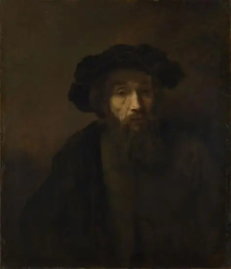 Reproduction du tableau « Un homme barbu avec une casquette - Rembrandt » par Alpha Reproduction en peinture à l’huile
