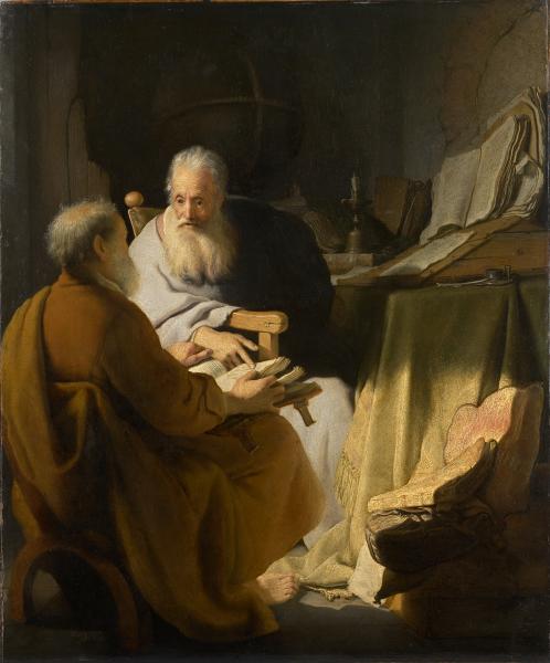 Reproduction du tableau « Différend entre deux vieillards - Rembrandt » par Alpha Reproduction en peinture à l’huile