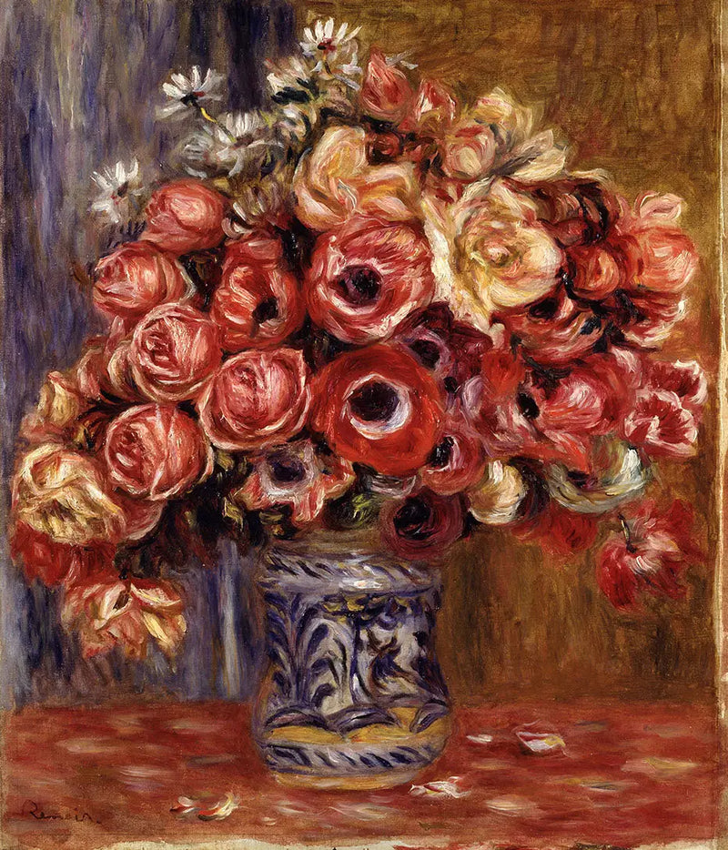 Anemoner og roser - Pierre-Auguste Renoir