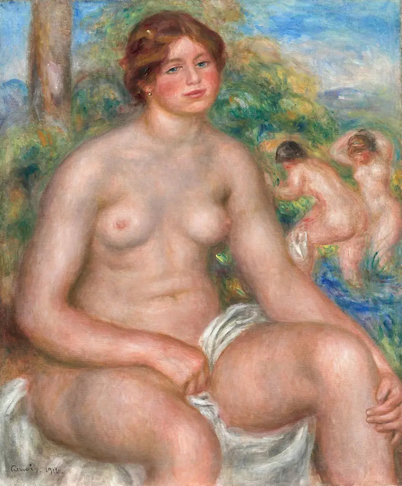 Siddende badende - Pierre-Auguste Renoir