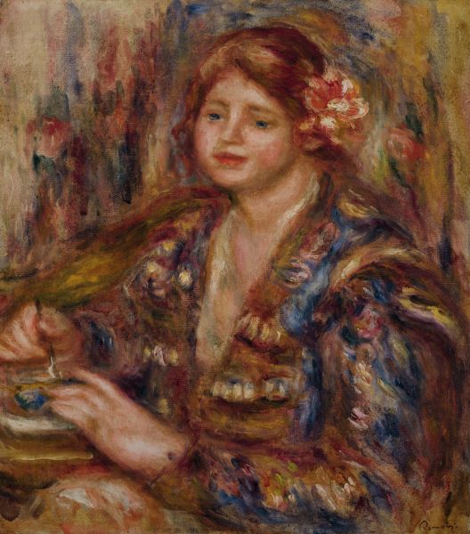 Reproduction du tableau « Femme avec une rose - Pierre-Auguste Renoir » par Alpha Reproduction en peinture à l’huile