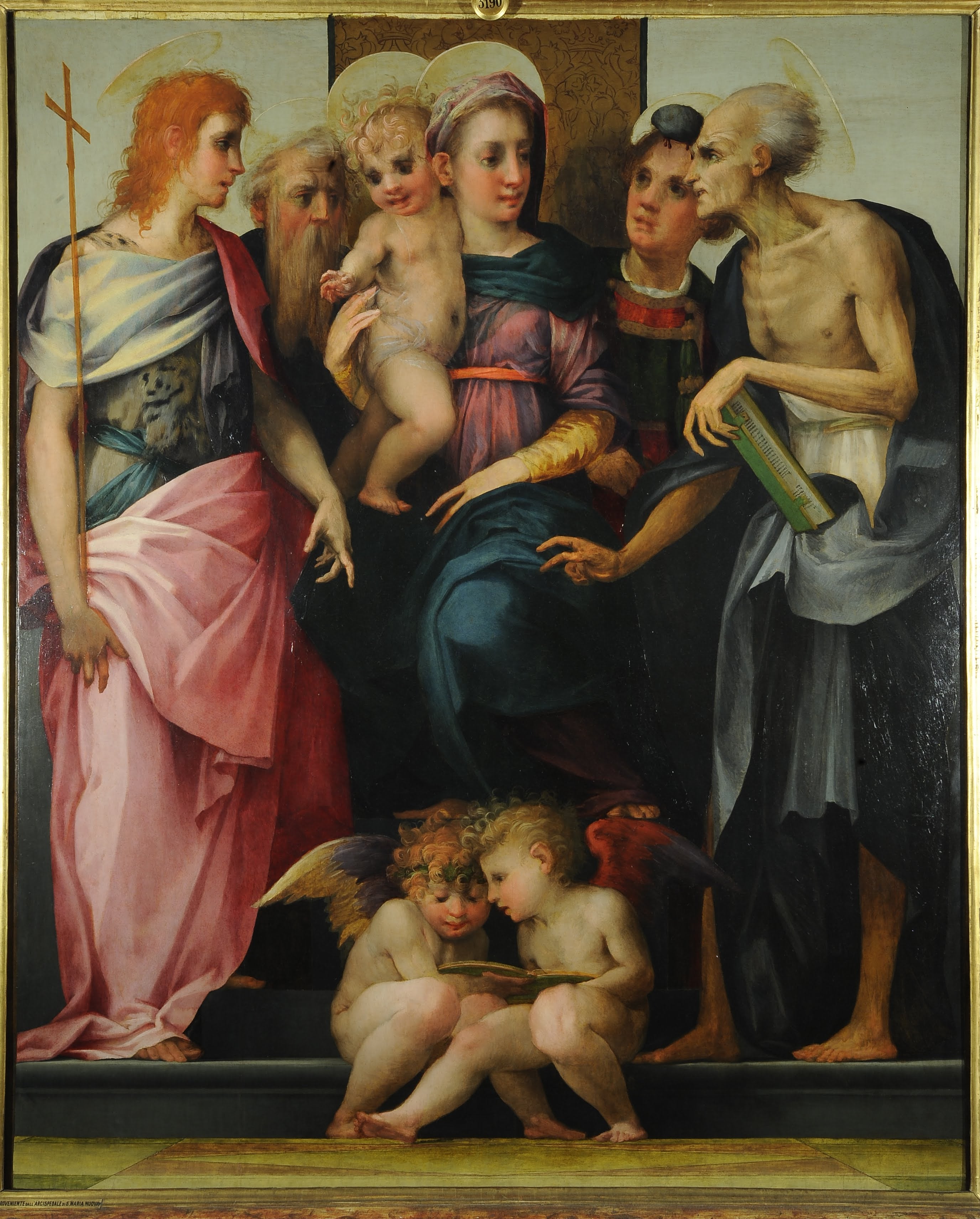 Vierge à l’Enfant en majesté avec les saints Jean baptiste Antoine abbé Étienne et Jérôme - Rosso Fiorentino - Alpha