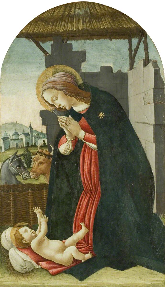 Jomfruen tilbedende Barnet Jesus - Sandro Botticelli