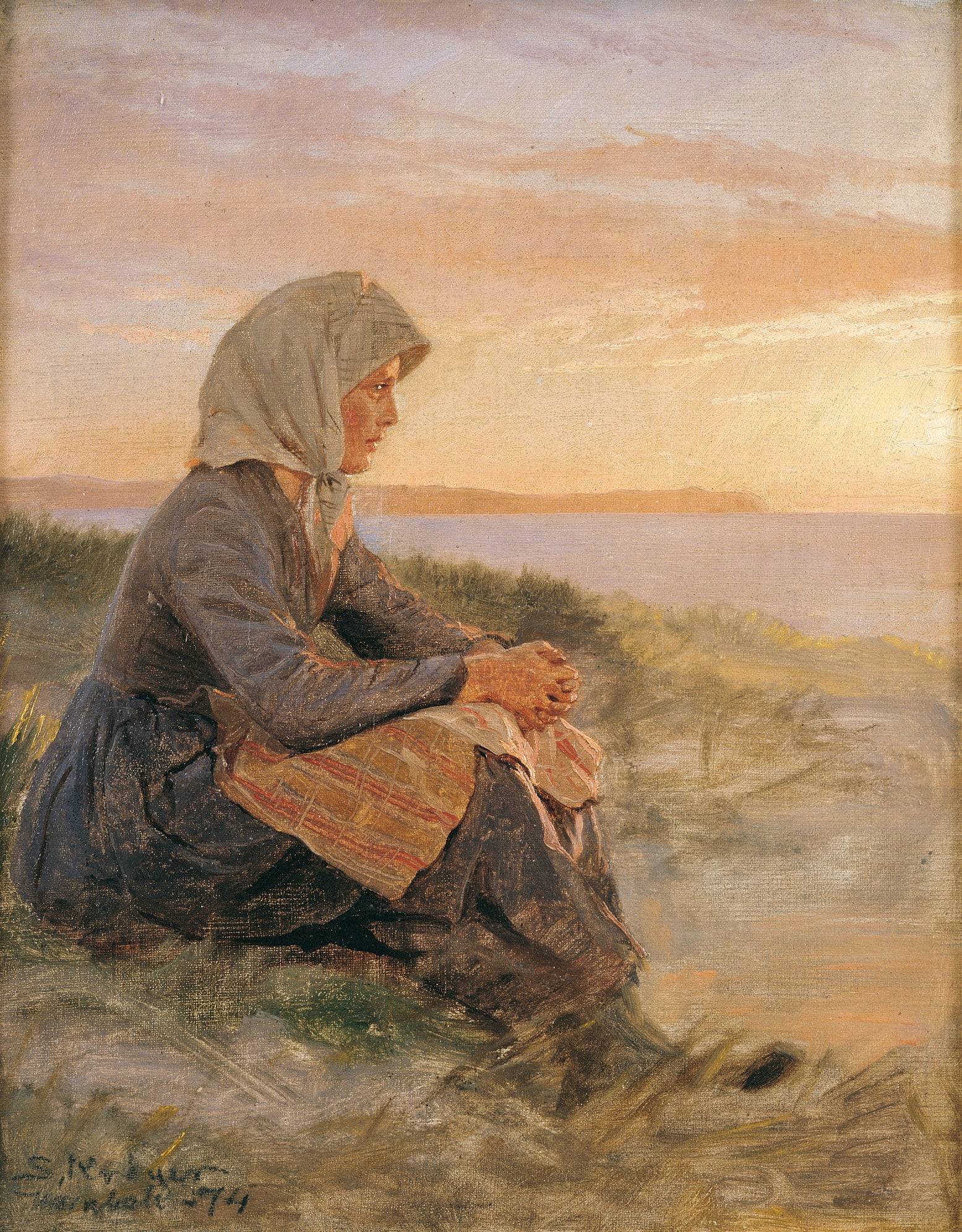 Fiskerpige siddende, Hornbæk - Peder Severin Krøyer