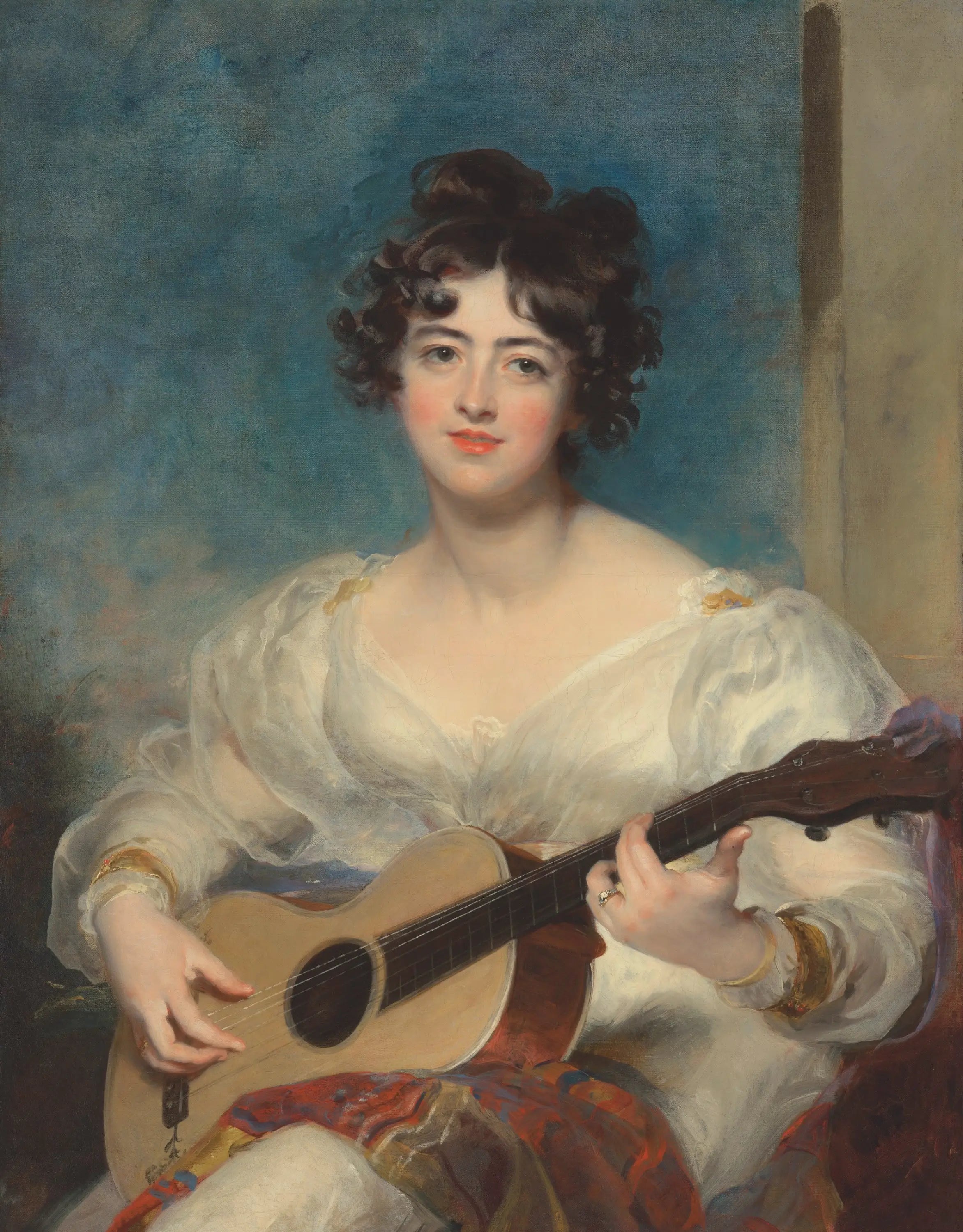 Portrait d’Elizabeth Blake Lady Wallscourt jouant de la guitare - Thomas Lawrence - Alpha Reproduction
