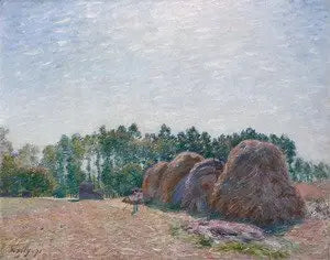 Reproduction du tableau « Les Meules de paille à Moret - effet du matin - Alfred Sisley » par Alpha Reproduction en peinture à l’huile