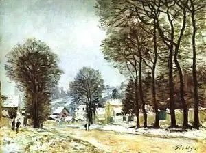 Sne i Louveciennes - Alfred Sisley