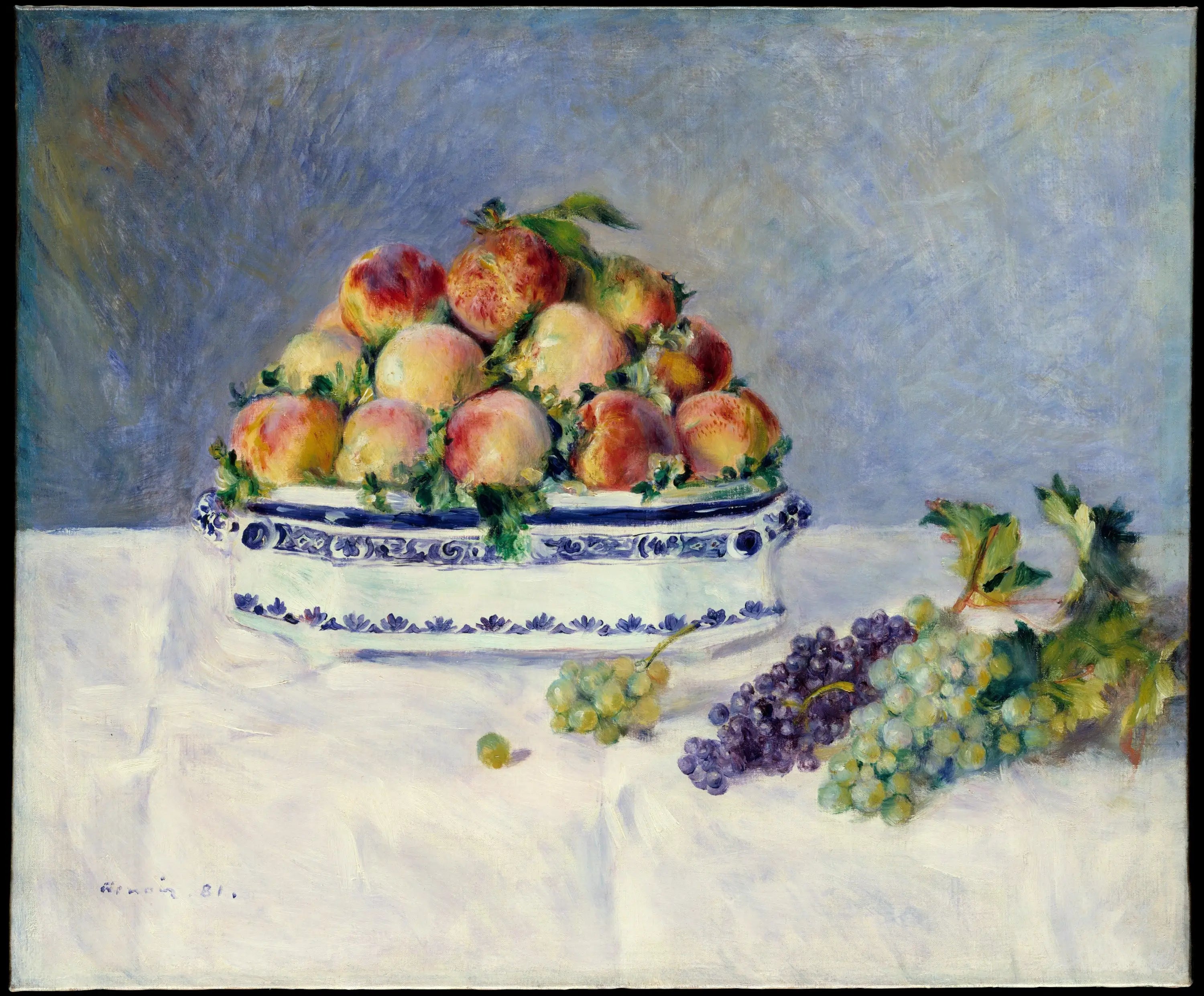 Reproduction du tableau « Nature morte aux pêches et aux raisins - Pierre-Auguste Renoir » par Alpha Reproduction en peinture à l’huile
