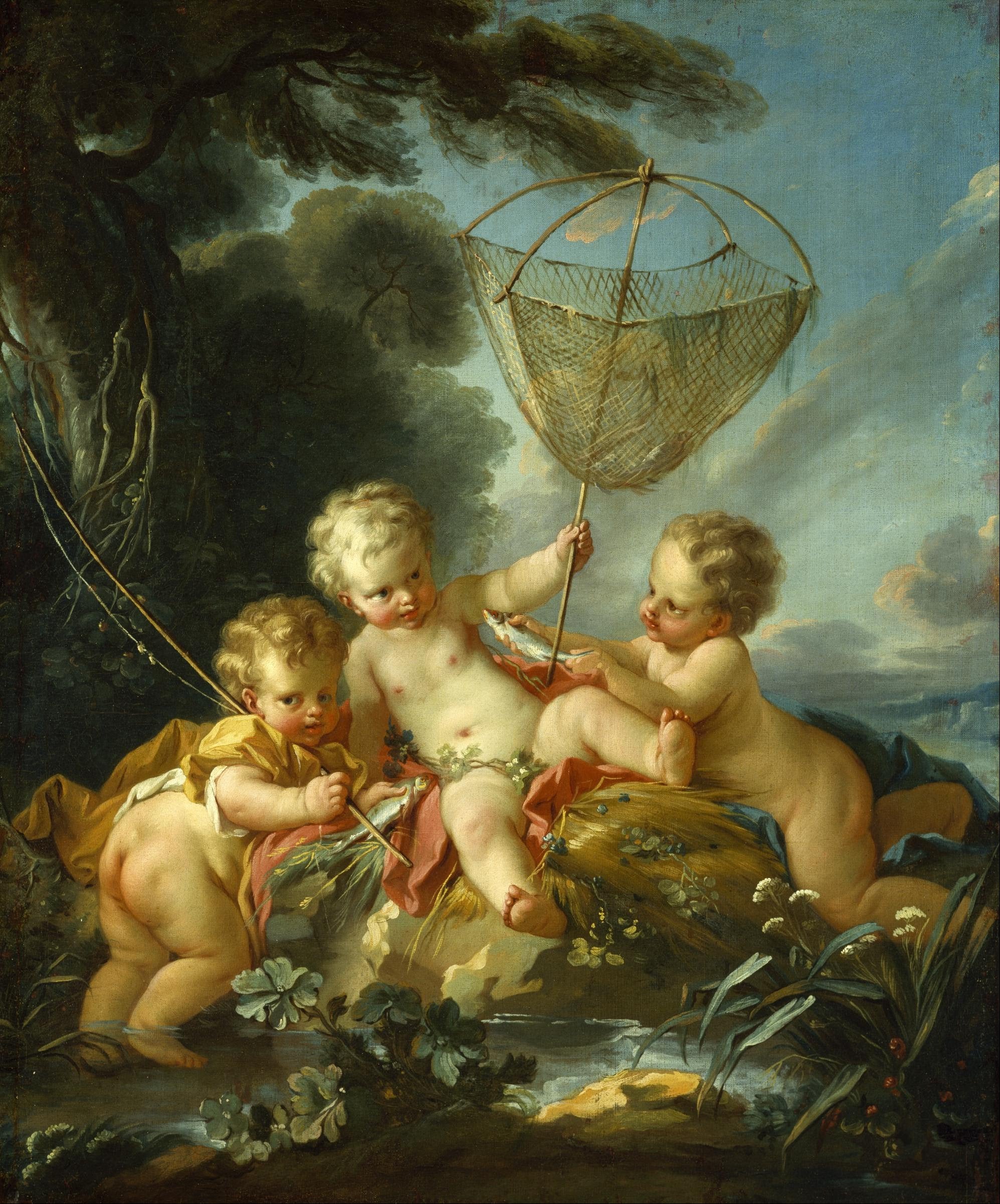 Putti en pêcheur - François Boucher