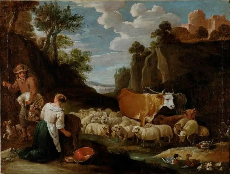 Paysage avec bergers et bétail - David Teniers le Jeune - Alpha Reproduction