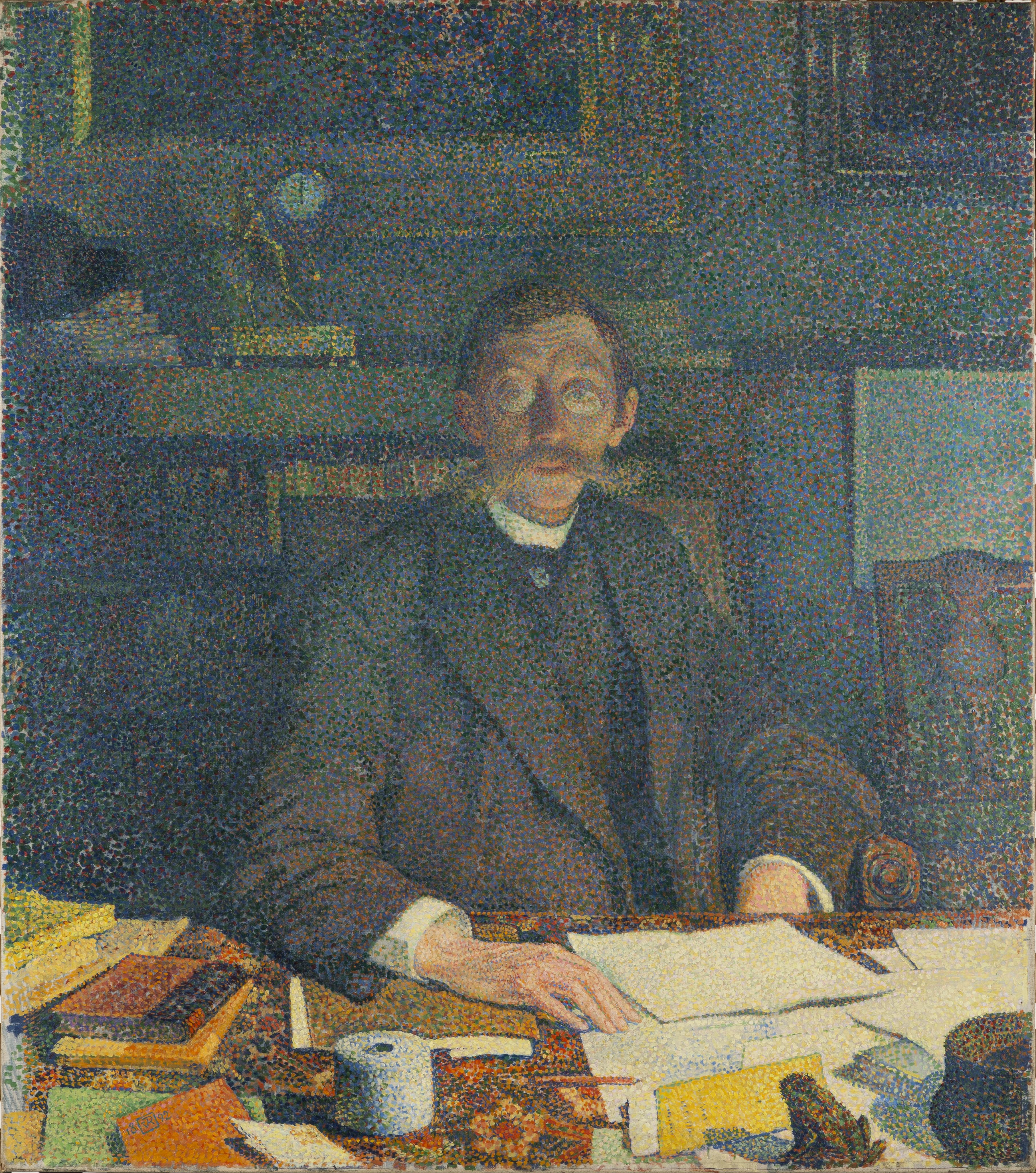 Portrait d’Emile Verhaeren dans son cabinet de travail rue du Moulin à Saint-Josse-Ten-Noode - Théo van Rysselberghe