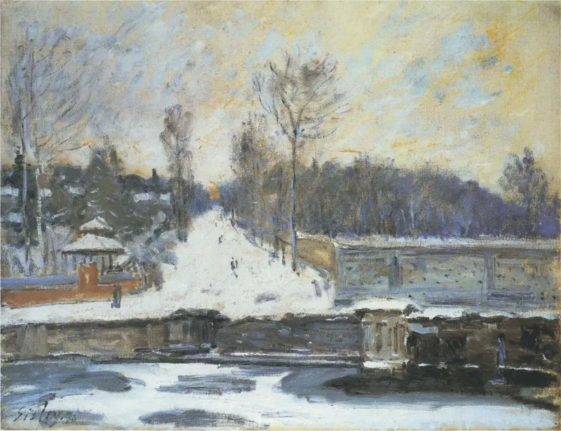 Marly Vandingssted om vinteren - Alfred Sisley