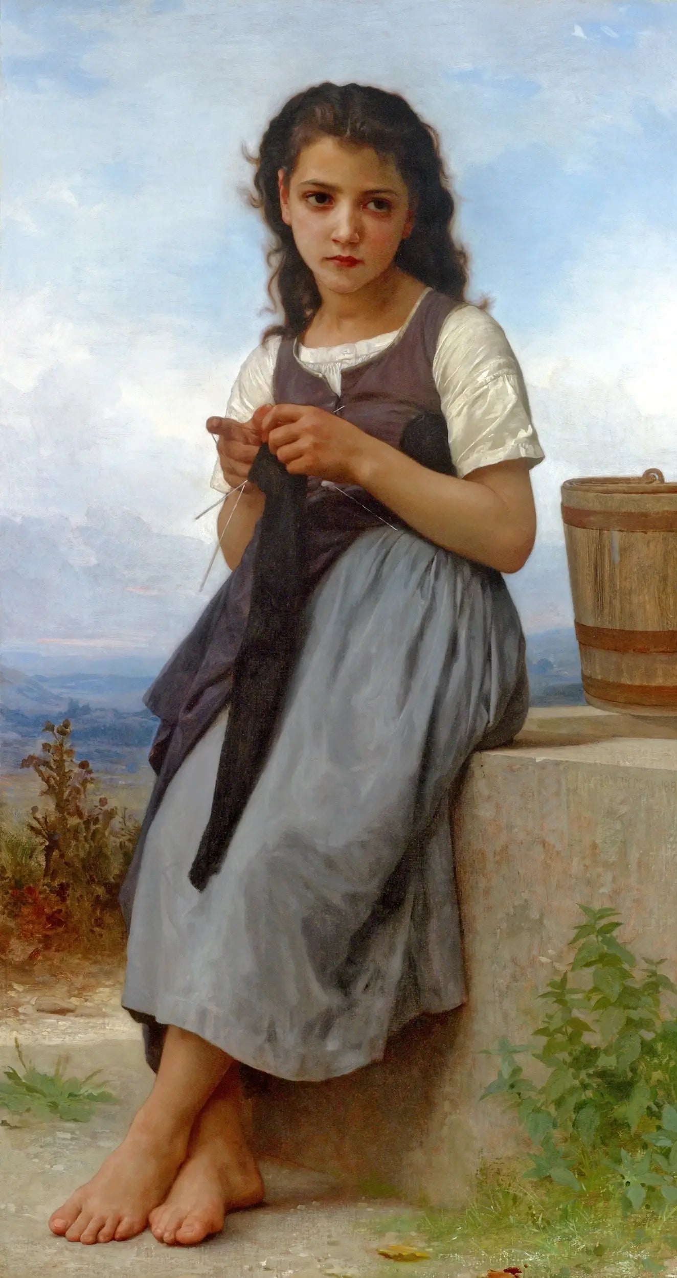 Reproduction du tableau « La tricoteuse - Bouguereau » par Alpha Reproduction en peinture à l’huile