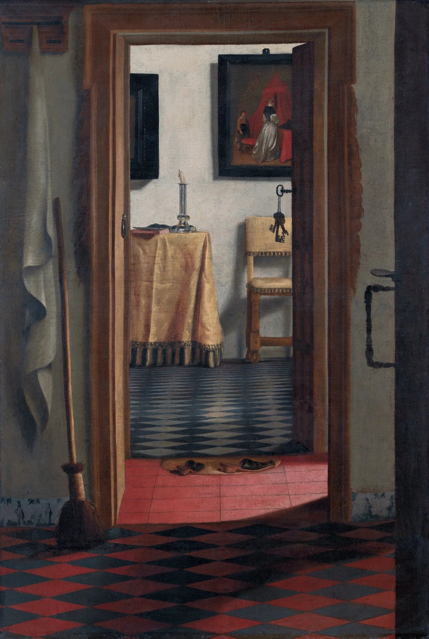 Intérieur hollandais , dit « Les Pantoufles » - Samuel van Hoogstraten image 1 reproduction de peinture à l’huile
