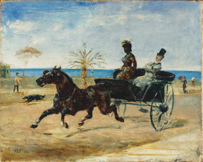 Anne Justine Angèle Delva de Dalmarie kørende i en cabriolet - Henri de Toulouse-Lautrec