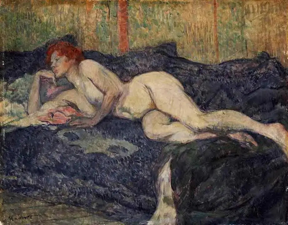 Reproduction du tableau « Femme nue étendue sur un divan - Henri de Toulouse-Lautrec » par Alpha Reproduction en peinture à l’huile