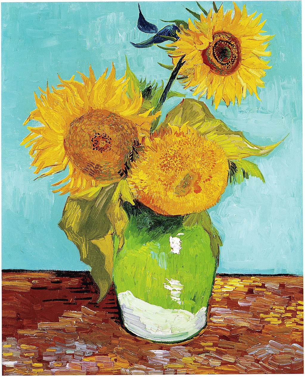 🌻 Solsikker (turkis baggrund) – Vincent van Gogh (1888)