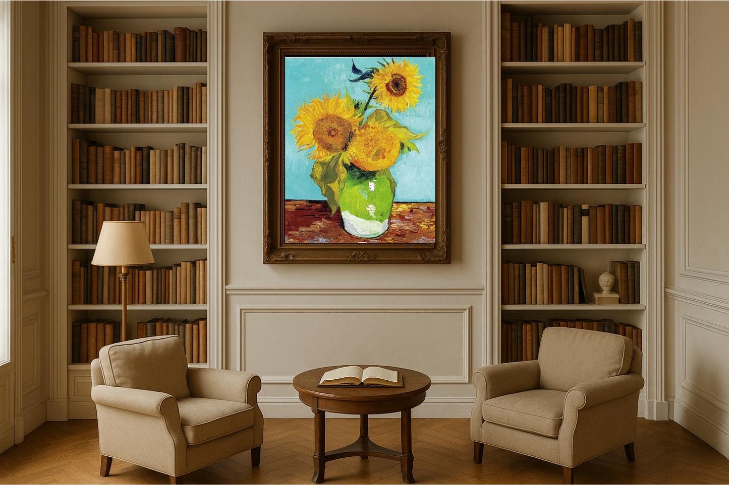 🌻 Solsikker (turkis baggrund) – Vincent van Gogh (1888)