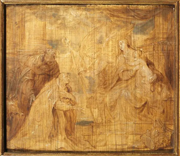 Vierge à l’Enfant avec un évêque donateur et saint Antoine abbé - Antoine van Dyck - Alpha Reproduction