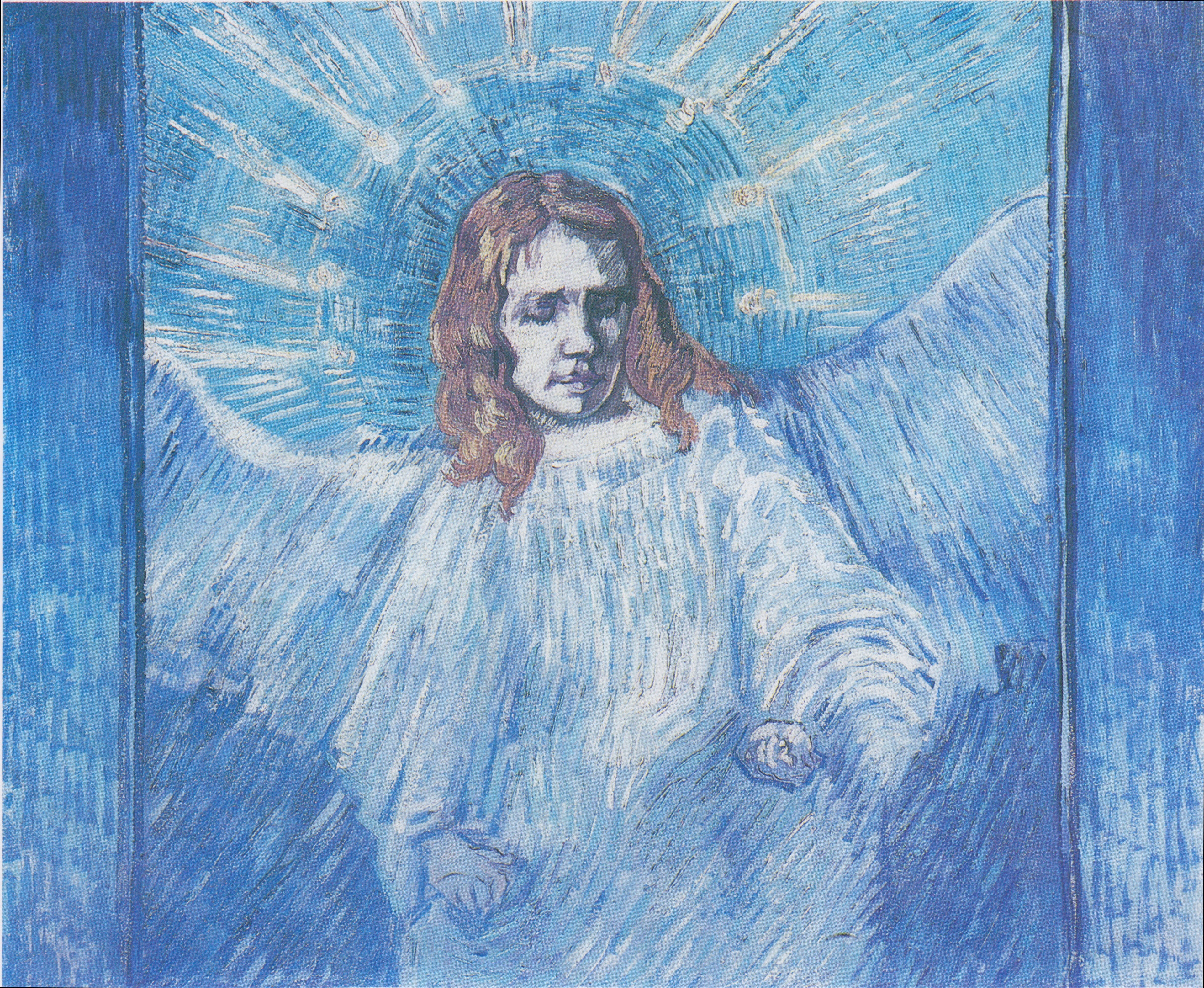 Reproduction du tableau « Demi-figure d'ange (d'après Rembrandt) - Vincent van Gogh » par Alpha Reproduction en peinture à l’huile