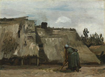 En bondekone, der graver foran sin hytte - Vincent van Gogh