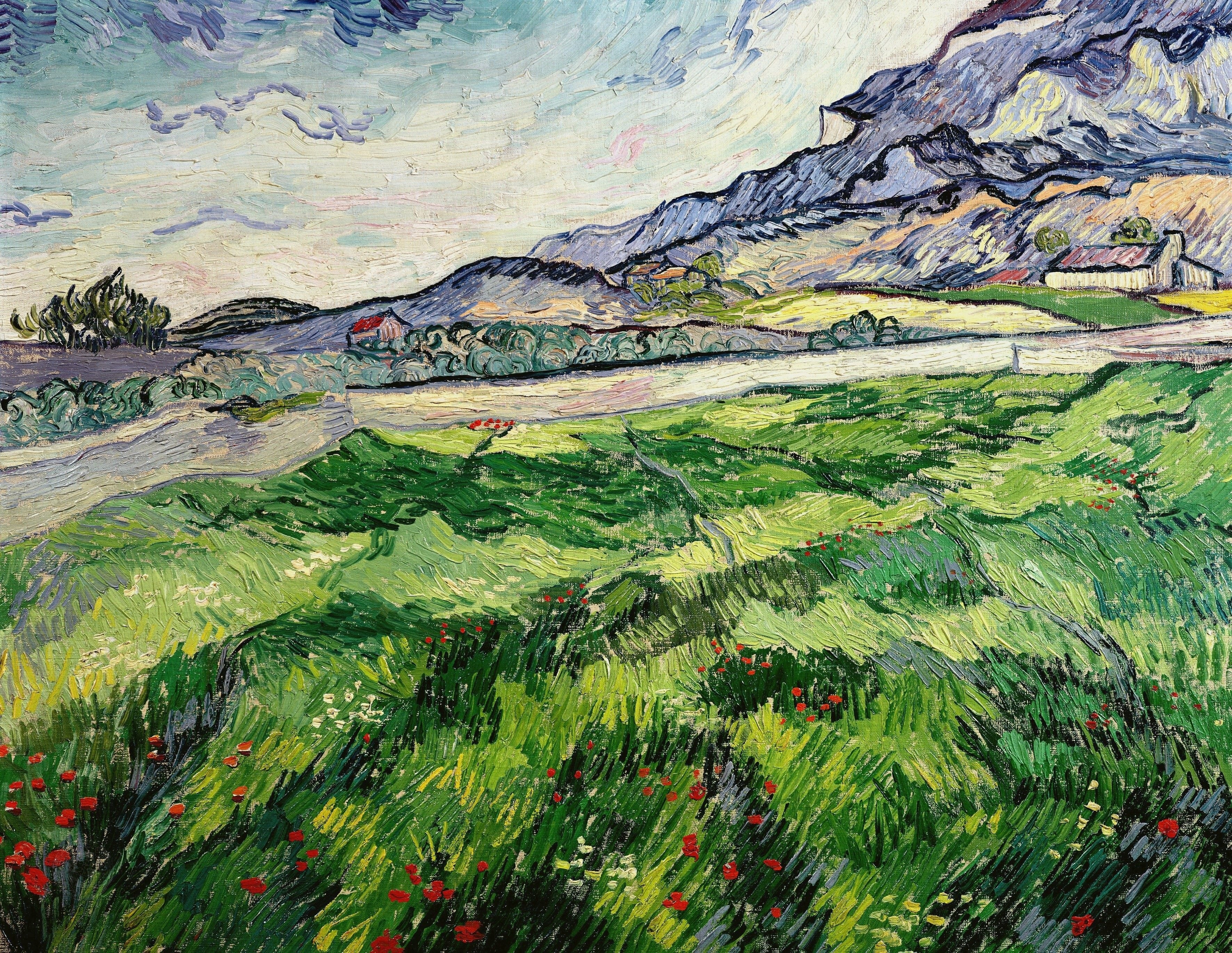 Reproduction du tableau « Champ de blé vert - Vincent van Gogh » par Alpha Reproduction en peinture à l’huile